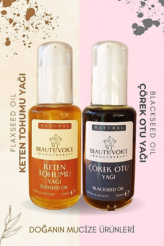 Beauty Voice %100 Doğal Çörek Otu ve Keten Tohumu Yağı - 2li Set